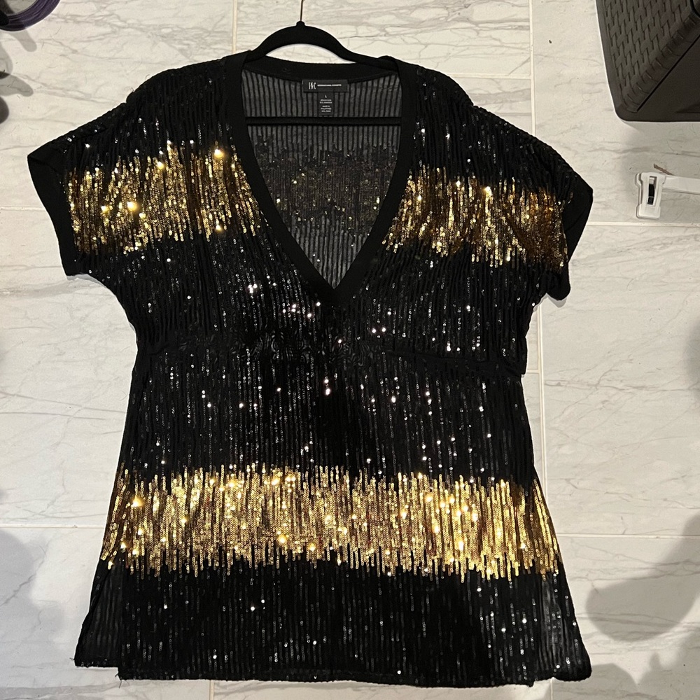 Black & Gold Sequin Tunic top